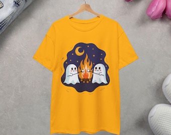 Maglietta da campeggio fantasma, maglietta da campeggio spettrale di Halloween