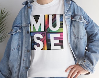Muse Typography T-Shirt, Color Block Lettering Tee
