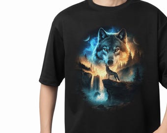 Vintage Howling Wolf T-Shirt, 90s Moon Graphic Tee