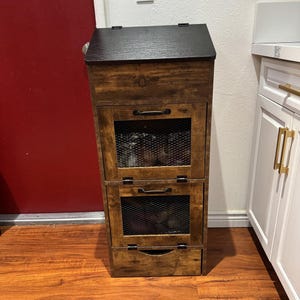 Wooden Potato Storage Bin with Mesh Doors – Bread, Fruit & Vegetable Storage Rack