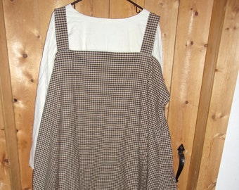 Viking apron dress of natural and black homespun cotton (under tunic not included)