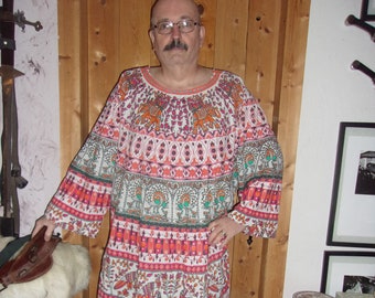 Tunic in orange and white cotton Celtic screen print