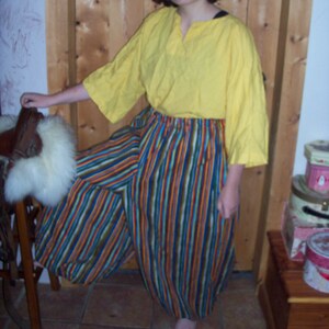 Bright stripe all cotton full pants