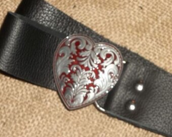 red heart buckle black belt