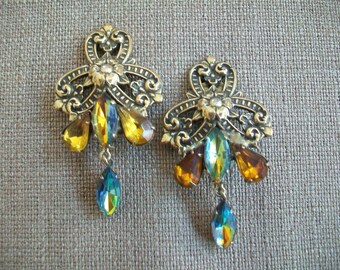Art deco style clip earrings, mid century