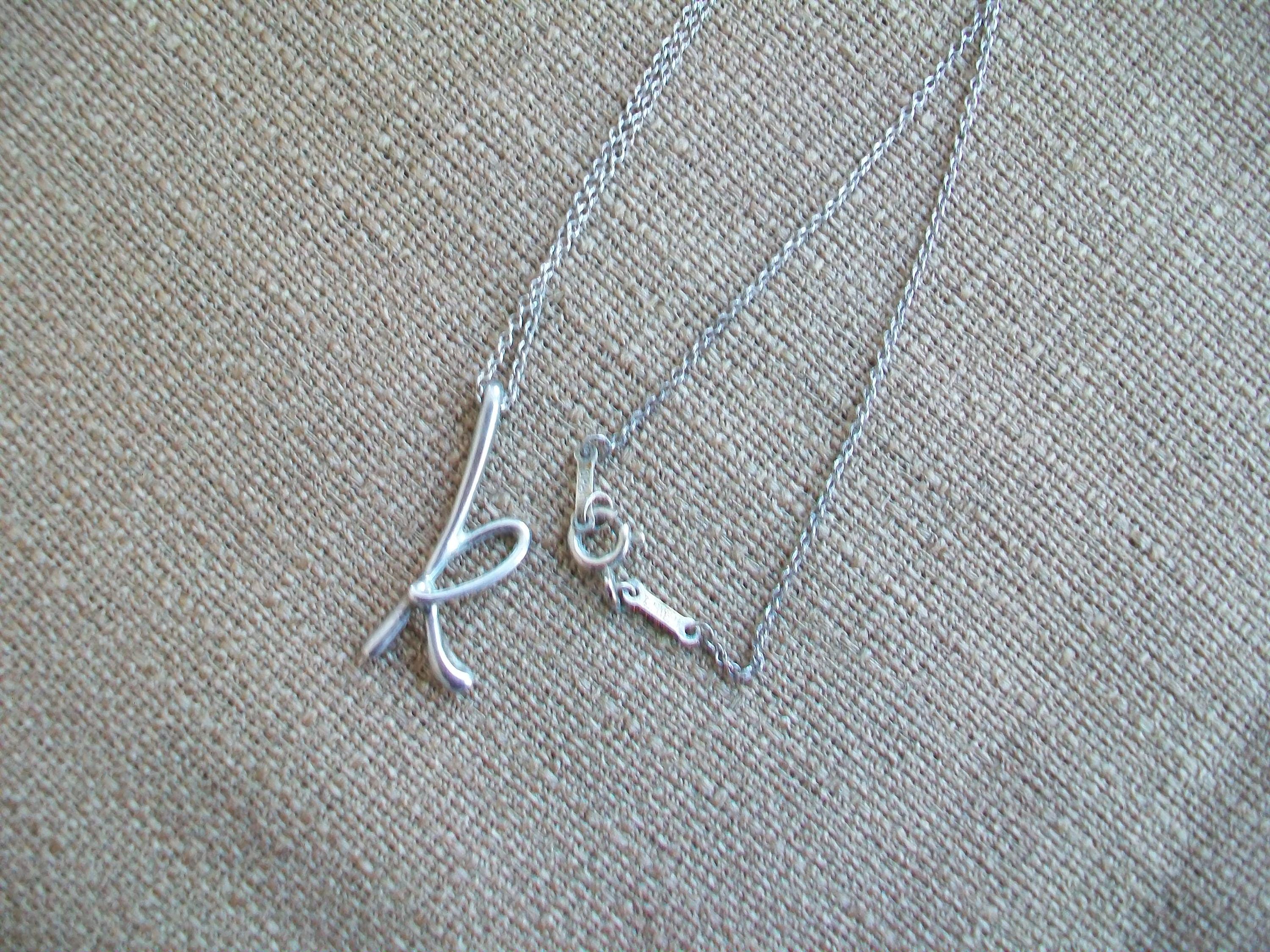 Tiffany K Initial Necklace, Sterling Silver Pendant - Etsy