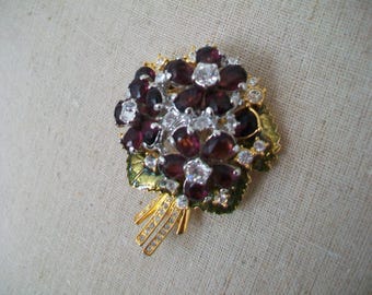 Vintage Nolan Miller violet bouquet brooch, purple and gold