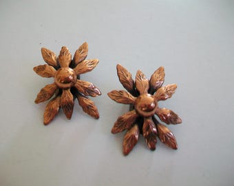 Vintage copper Renoir clip earrings, mid century