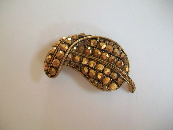 Vintage Weiss brooch, aurum gold metallic, modern… - image 1