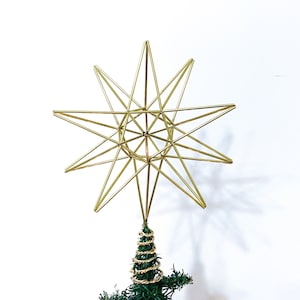 Himmeli Star Tree Topper. Small Size 10 Point Christmas Tree Star. Modern Christmas Tree Star.