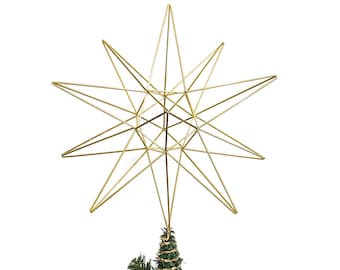 Himmeli Star Tree Topper. XL 10 Point Christmas Tree Star. Modern Scandinavian Christmas. Brass Geometric Himmeli. Large Star for Tree.
