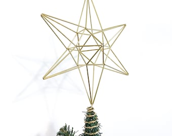 Himmeli Star Tree Topper. Christmas Tree Star. As Featured in Better Homes and Gardens. Brass Geometric Himmeli Star Tree Decoration.