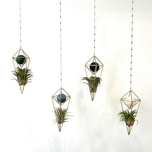 Crystal Sphere Air Plant Himmeli Mobile. Hanging Crystal. Hanging Plant. Air Plant & Crystal Included. Modern Geometric Decor. Gift for Her.