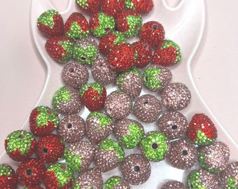 strawberry bling focal bead