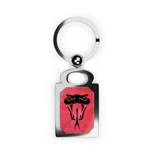 Black Snake Keychain: Gothic Serpent Face Key Holder, Stylish Red Keyring, Travel Accessory