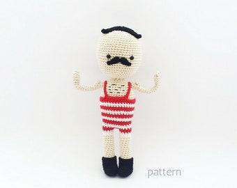 Jules | Crochet Doll Pattern, Amigurumi doll pattern, Crochet Strong Man, Crochet Circus Pattern, Amigurumi Doll