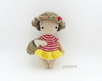 Nora | Amigurumi Doll Pattern, Crochet Doll Pattern, One Piece Crochet Doll