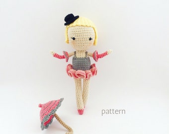 Juliette | Crochet Doll Pattern, Amigurumi doll pattern, Crochet Circus Pattern, Amigurumi Doll, Crochet Rope Dancer