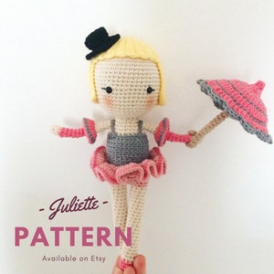 Juliette Crochet Doll Pattern, Amigurumi doll pattern, Crochet Circus Pattern, Amigurumi Doll, Crochet Rope Dancer image 2