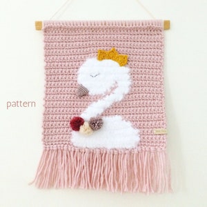 Crochet Swan Wall Hanging | Wall Hanging Pattern, Crochet Swan Pattern, Tapestry Crochet