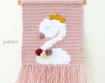 Crochet Swan Wall Hanging | Wall Hanging Pattern, Crochet Swan Pattern, Tapestry Crochet