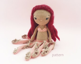 Ruby | Crochet Octopus, Crochet Doll Pattern, Amigurumi doll pattern, Amigurumi Pattern, Amigurumi Octopus, Octopus Girl, Crochet Octopussy