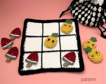 Crochet Pattern Tic-Tac-Toe | Crochet Travel Game, Naughts and Crosses