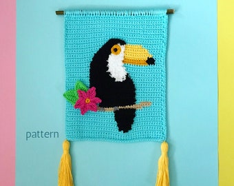 Crochet Toucan Wall Hanging | Crochet Wall Hanging Pattern, Tapestry Crochet, Toucan Pattern