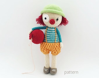 Sebastian | Crochet Doll Pattern, Amigurumi doll pattern, Crochet Clown, Amigurumi Pattern, Amigurumi Doll, Crochet Circus Pattern