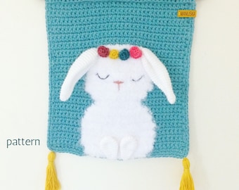 Crochet Bunny Wall Hanging | Wall Hanging Pattern, Crochet Bunny Pattern, Tapestry Crochet