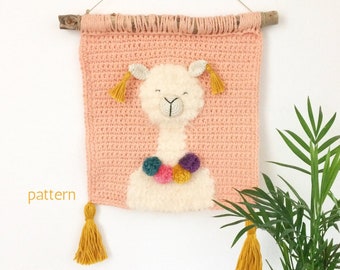 Crochet Alpaca Wall Hanging | Wall Hanging Pattern, Tapestry Crochet, Alpaca Pattern