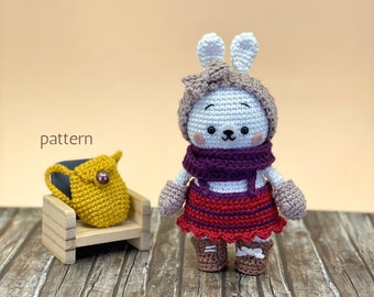 Amigurumi bunny pattern, crochet bunny pattern, amigurumi bunny pattern with clothes