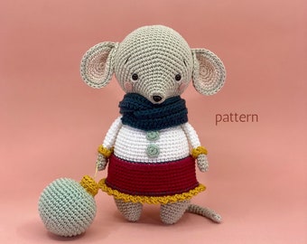 Crochet mouse pattern, amigurumi mouse pattern, crochet doll pattern for Ruth