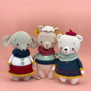 Amigurumi toy bundle pattern, Amigurumi teddy, mouse, alpaca pattern, crochet mouse, bear, alpaca pattern image 1