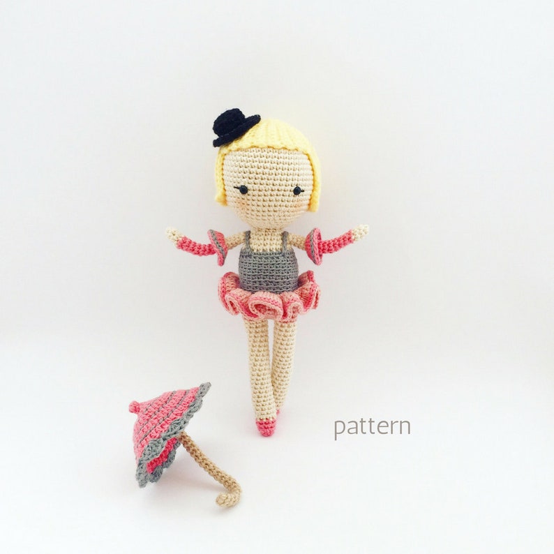 Juliette Crochet Doll Pattern, Amigurumi doll pattern, Crochet Circus Pattern, Amigurumi Doll, Crochet Rope Dancer image 1