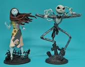Nightmare before Christmas Jack Sally Disney Wedding Centerpiece Cup Cake top or Glasses, Knife set or Guest book funny top
