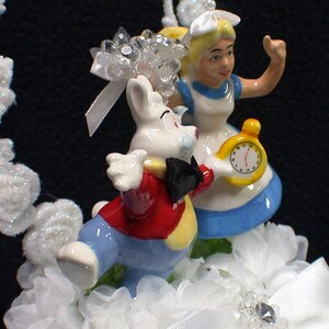 Its about Time Cute Cat & Alice in Wonderland Wedding Cake Topper Funny Groom top image 2