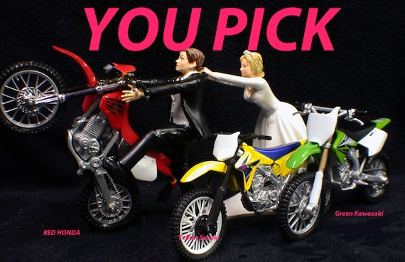 PICK Suzuki Kawasaki Honda Yamaha KTM Motorcross Dirt Bike racing, off road, track Motorcycle  Wedding Cake topper Groom top