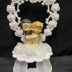 LOVE IS..... Wedding Cake topper Kim Casali, Stefano Casali figure Groom top adorbale figurine moon backdrop image 1