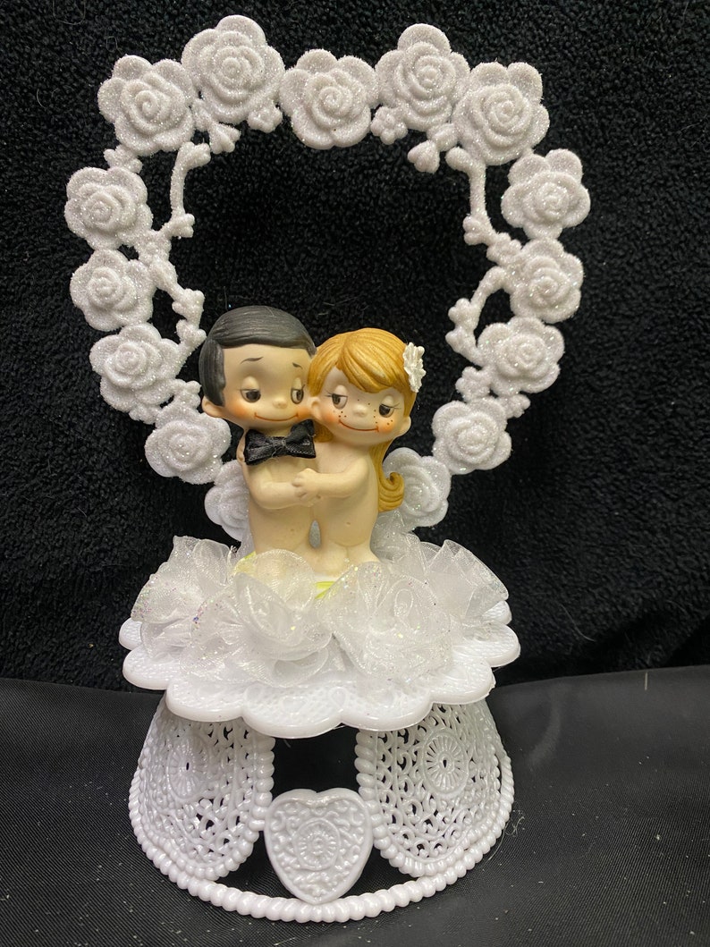 LOVE IS..... Wedding Cake topper Kim Casali, Stefano Casali figure Groom top adorbale figurine moon backdrop image 1