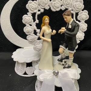 Nueva pelota de fútbol para amantes del fútbol, decoración para tarta de boda, amante de los deportes, pelota superior divertida para el novio