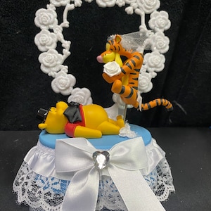 Tigger heart  Bride Winnie the Pooh Groom Wedding Cake Topper music box   GROOM TOP keepsake figure