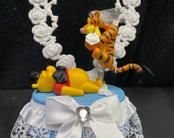 Tigger heart  Bride Winnie the Pooh Groom Wedding Cake Topper music box   GROOM TOP keepsake figure