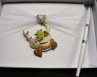 SHREK 2 Donkey Dream works Wedding Guest Book white Pen Funny Fairytale adorable Donkey