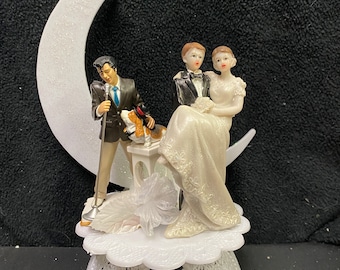 ELVIS LasVegas Romantic Serenade Wedding Cake Topper bride groom top Sexy The Hound Dog romantic moon  Funny Las Vegas