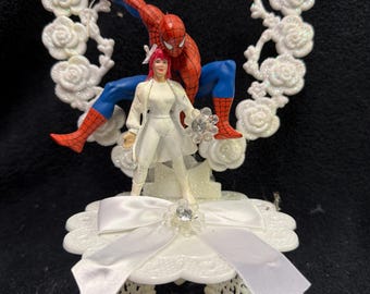Spiderman Spiderman Mary Jane red hair Bride Super Hero Wedding Theme groom top
