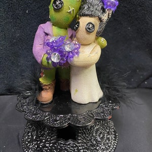 Frankenstein Halloween Wedding Cake Topper top skeleton Zombie Couple Groom top Day of the Dead monster image 1
