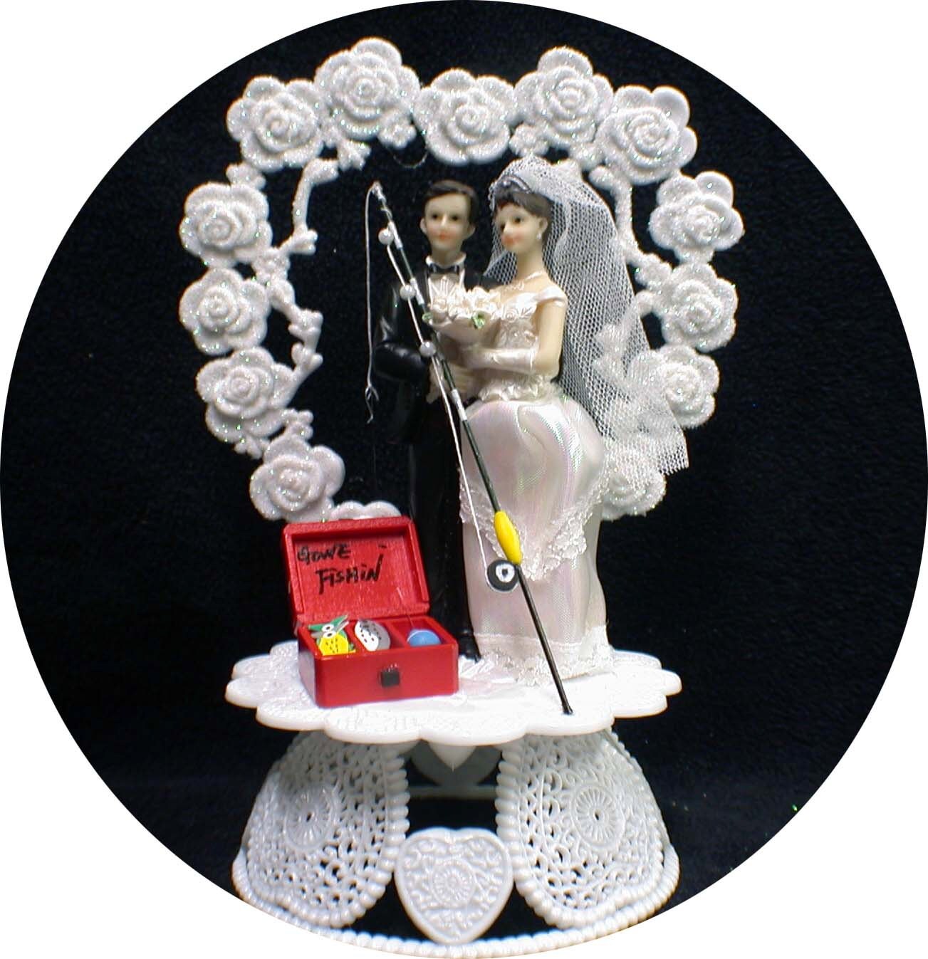 Fishing Theme Wedding Cake Topper Fisherman Pole Tackle Boxes Etsy