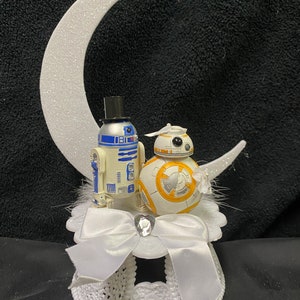 Mr RR2-D2 & BB-8 Droid Action Star War Funny Wedding Cake Topper Groom top