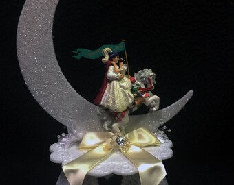 Dancing Snow White Price Charming WeddingDisplay Wedding Cake topper Groom top romantic Happy ever after Horse